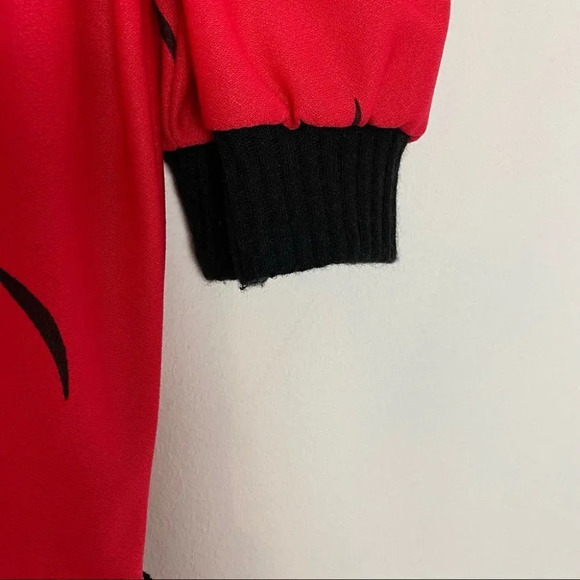 Vintage 70s 80s Dress Womens Size XS Red Black Knee Length Lightweight Knit - Picture 4 of 14